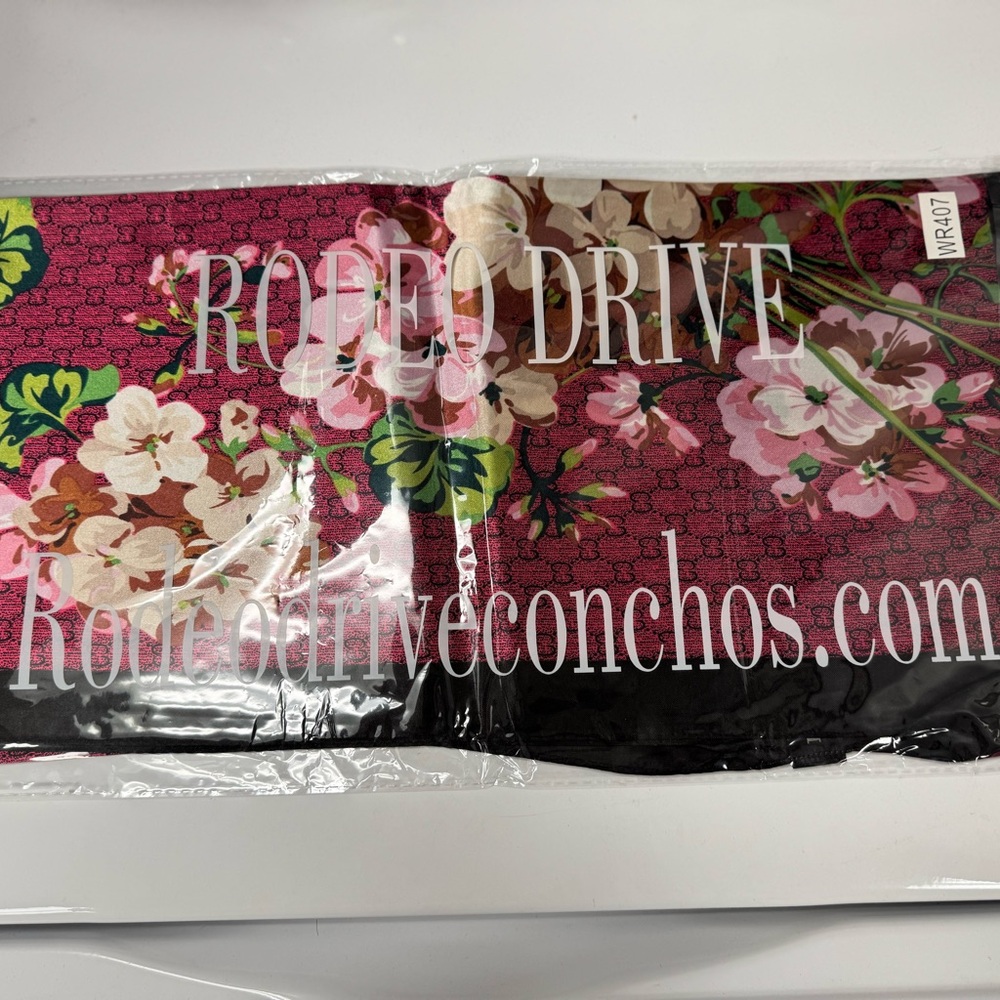Floral Pink and Black Silk scarf/wild rag
